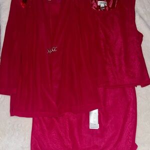 Vintage Tally Taylor Fuchsia Pink Beaded 3-Piece Skirt Set Plus Size 22W